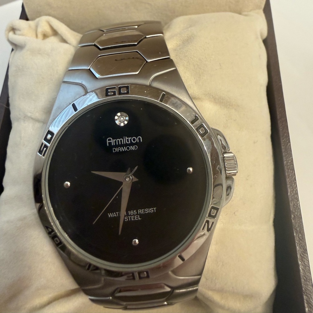 Armitron Men's Silver Watch with Black Face